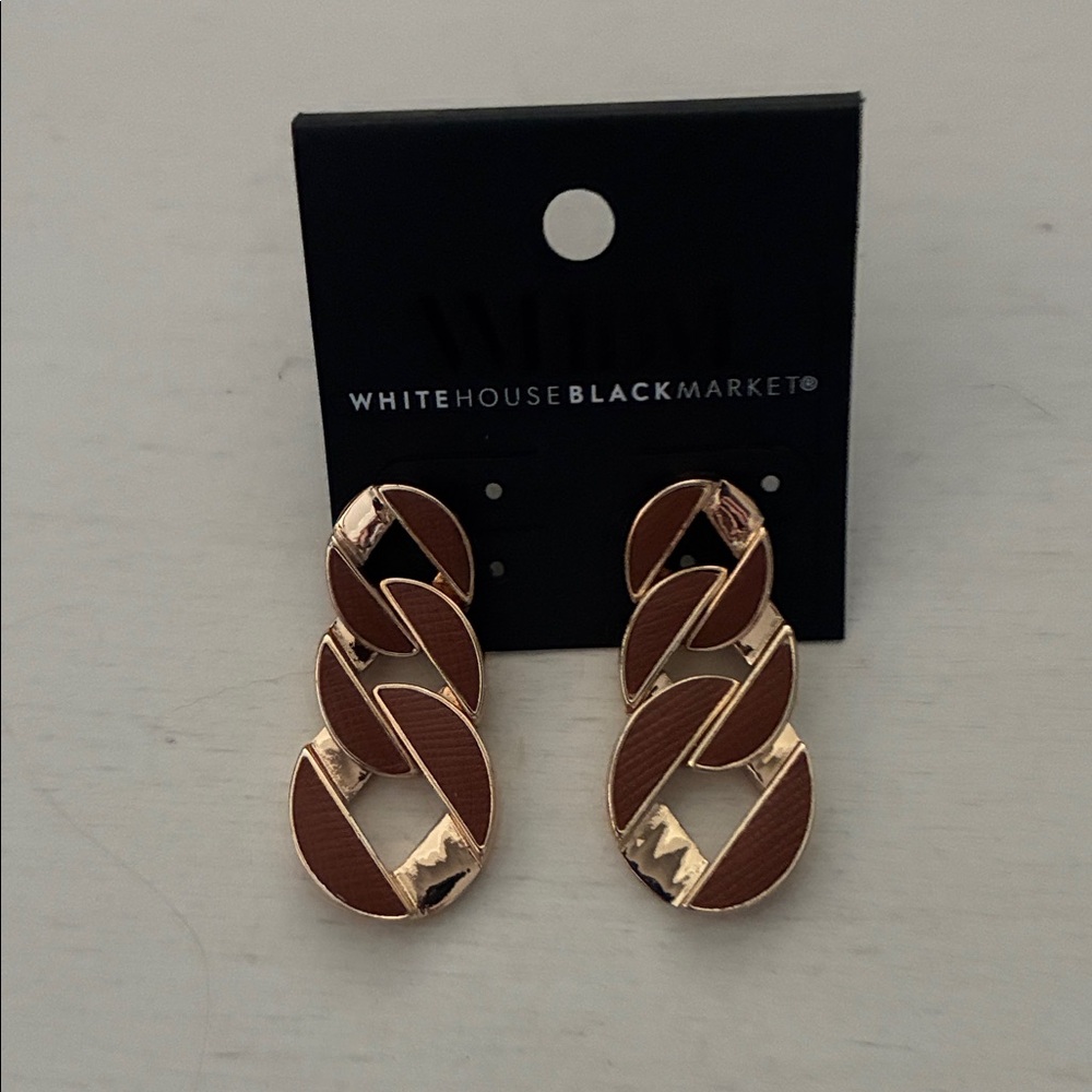 White House Black Market Gold and Brown Earrings